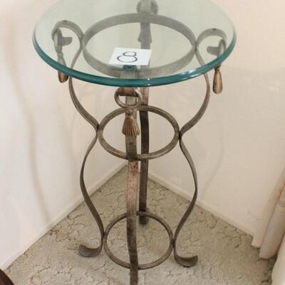 Lot 8 Iron Base, Glass Top Plant Stand