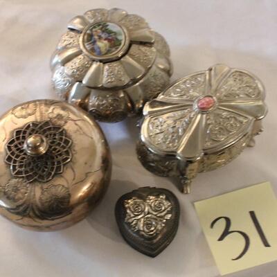 Lot 31 Silver Jewelry Boxes (as is)