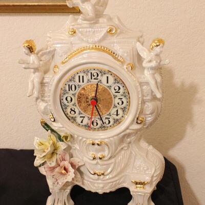 Lot 40 Angel Italian Ceramic Mantle Clock 