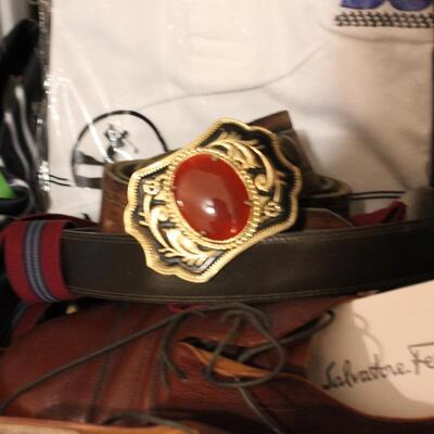 Lot 50 Men's Italian Shoes, Clothing, Belts, Hats, & More
