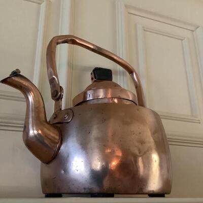 E549 Antique Early Dovetail Copper Tea Kettle 