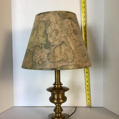 E571 Vintage Brass Lamp with Artemis Studio Map Shade 