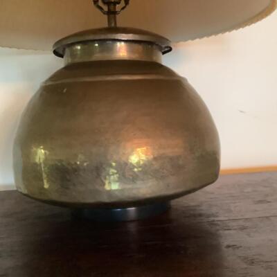 E577 Large Vintage Hammered Balbus Base Brass  Lamp 