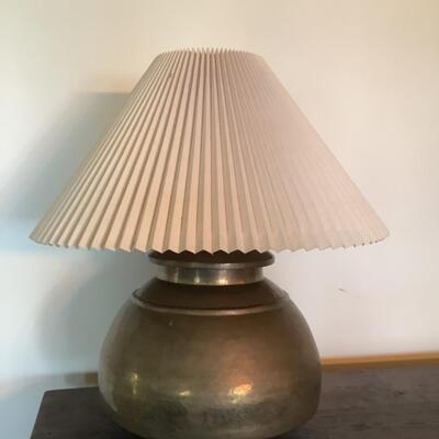 E577 Large Vintage Hammered Balbus Base Brass  Lamp 