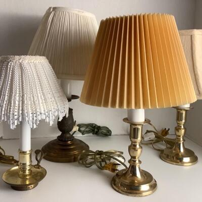 E588 Lot of Three Four Brass Lamps 