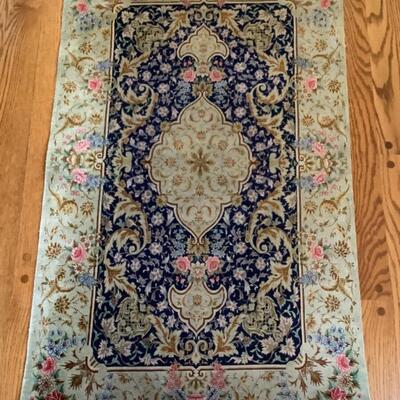 E589 Persian Silk Hand knotted Signed Ghoum Rug 