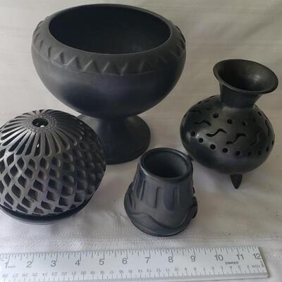 Black vase and candle holder collection