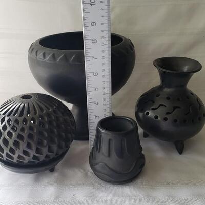 Black vase and candle holder collection
