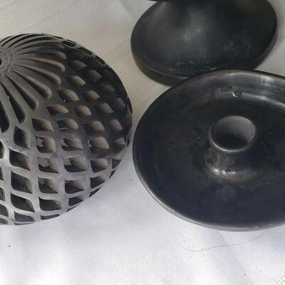 Black vase and candle holder collection