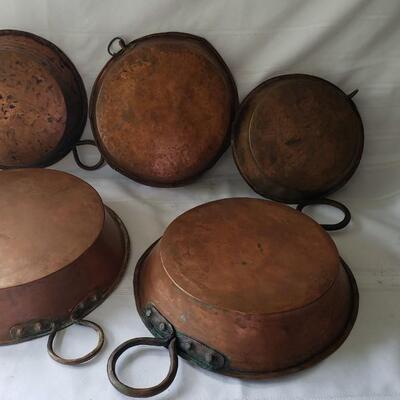Large copper pan collection 