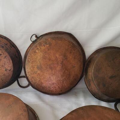 Large copper pan collection 