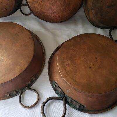 Large copper pan collection 