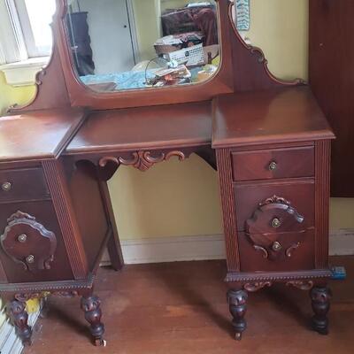 Antique make up dressing table with stool and mirror 