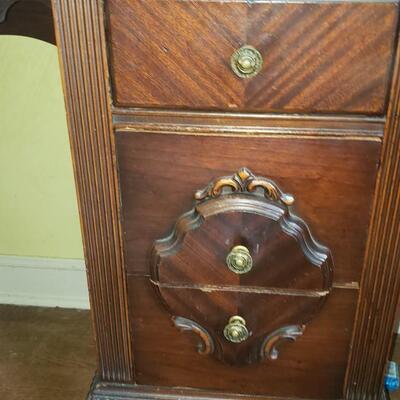 Antique make up dressing table with stool and mirror 