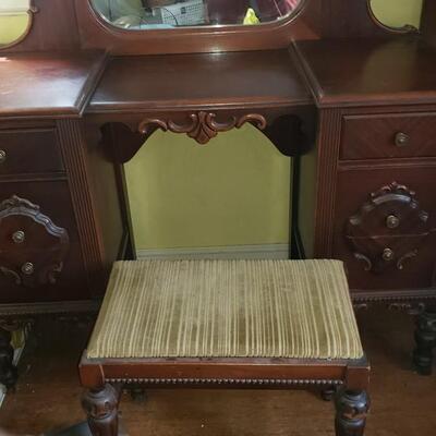 Antique make up dressing table with stool and mirror 