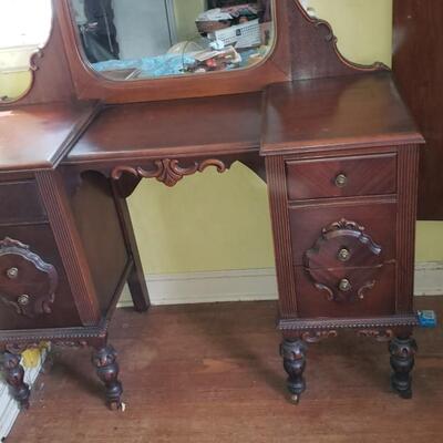 Antique make up dressing table with stool and mirror 