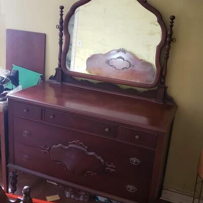 Antique dresser and mirror