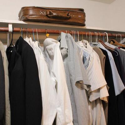 Lot 101 Men's Suits & Dress Shirts Wardrobe, Quality Shoes