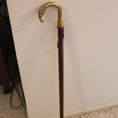 Lot 117 Elephant Brass Head, Hand Carved Wooden Cane