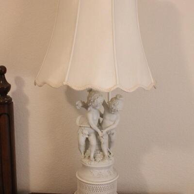 Lot 122 Pair of XL Angel Ceramic Lamps