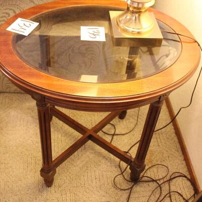 Lot 134 Beveled Glass Top Side Table