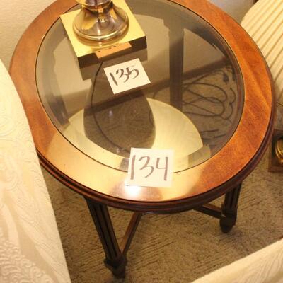 Lot 134 Beveled Glass Top Side Table