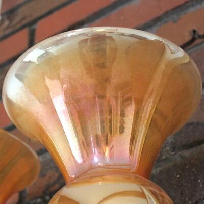 Lot 144 Pair Large Orange Iridescent Vases