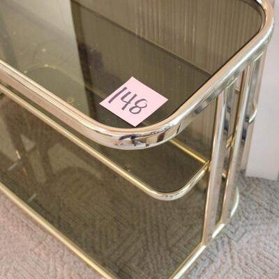 Lot 148 Mid Century Brass Rolling Bar Cart