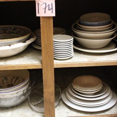 Lot 174 Contents of Cabinet - Serving Platters & Bowls