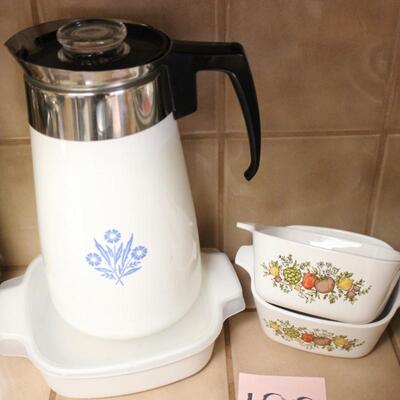 Lot 180 Corning Ware 9 Cup Coffee & Misc. Dishes