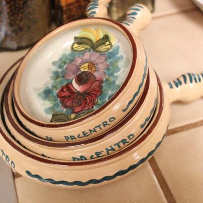 Lot 185 Three Decorative Jars & Measuring Cups 