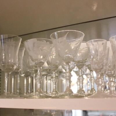 Lot 226 Entire Cabinet Contents of Glasses 