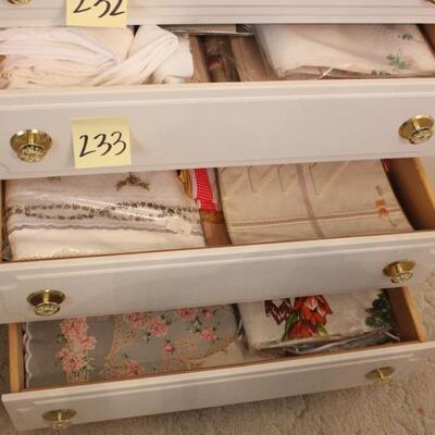 Lot 233 Three Drawers FULL of Vintage Linens 