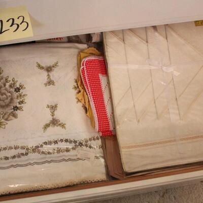 Lot 233 Three Drawers FULL of Vintage Linens 