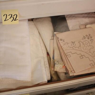 Lot 233 Three Drawers FULL of Vintage Linens 