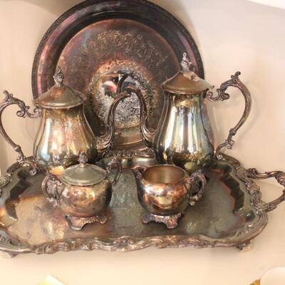 Lot 234 Silver Plate Platters & Tea Sets - Rodgers Silver