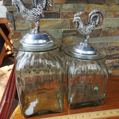 Peweter Rooster Cannisters