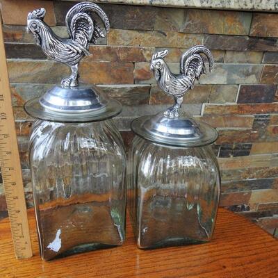 Peweter Rooster Cannisters
