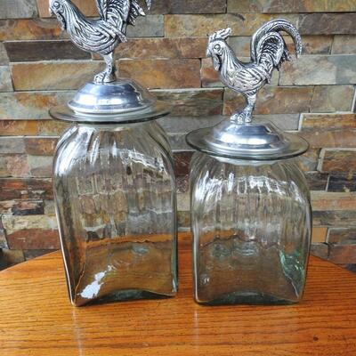 Peweter Rooster Cannisters