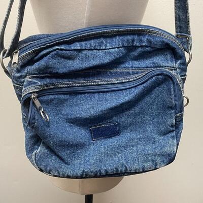 Blue Jean Denim Floral Over the Shoulder Purse Bag