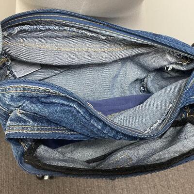 Blue Jean Denim Floral Over the Shoulder Purse Bag