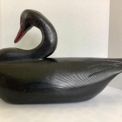F 608 Hand Carved Black Swan by Charles Fish 