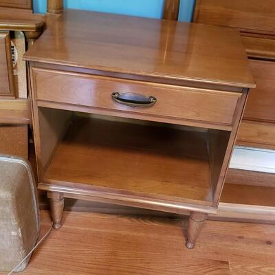 Two MCM twin beds and one bedside table Kling