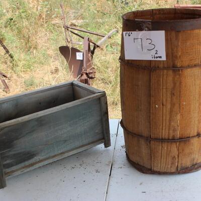   WOOD BARREL AND WOOD PLANTER