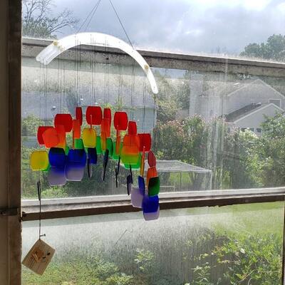 Rainbow glass "Goose Rocks" wind chime