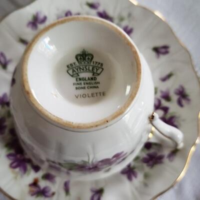 Aynsley violette tea cup and saucer 