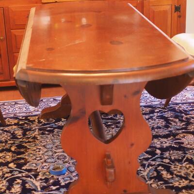Lot 001 Character wood  Drop Leaf table with 4 vintage wooden spoke back chairs