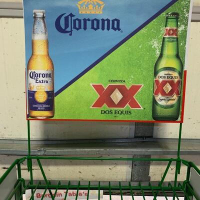Corona / Dos Equis XX Display Shelf on Rollers, 62" Tall