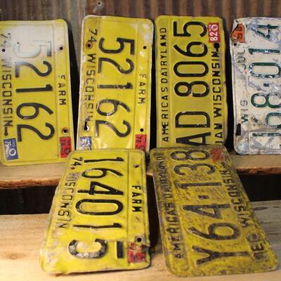 1960s/70s/80s Wisconsin Farm License Plates - QTY 6