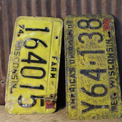 1960s/70s/80s Wisconsin Farm License Plates - QTY 6